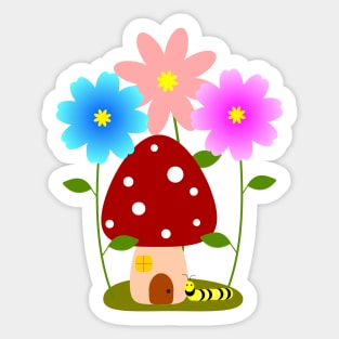 Monarch Caterpillar's Mushroom Home Sticker